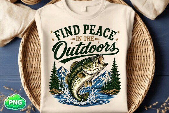 Download Find Peace Outdoors PNG Fishing Design - Peace Collection
