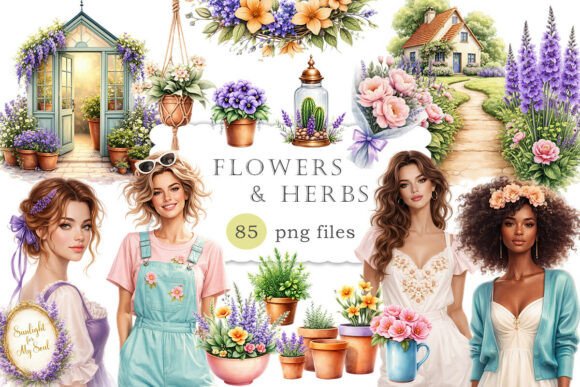 Download Flowers Herbs Clipart Botanical Garden - Premium Resources